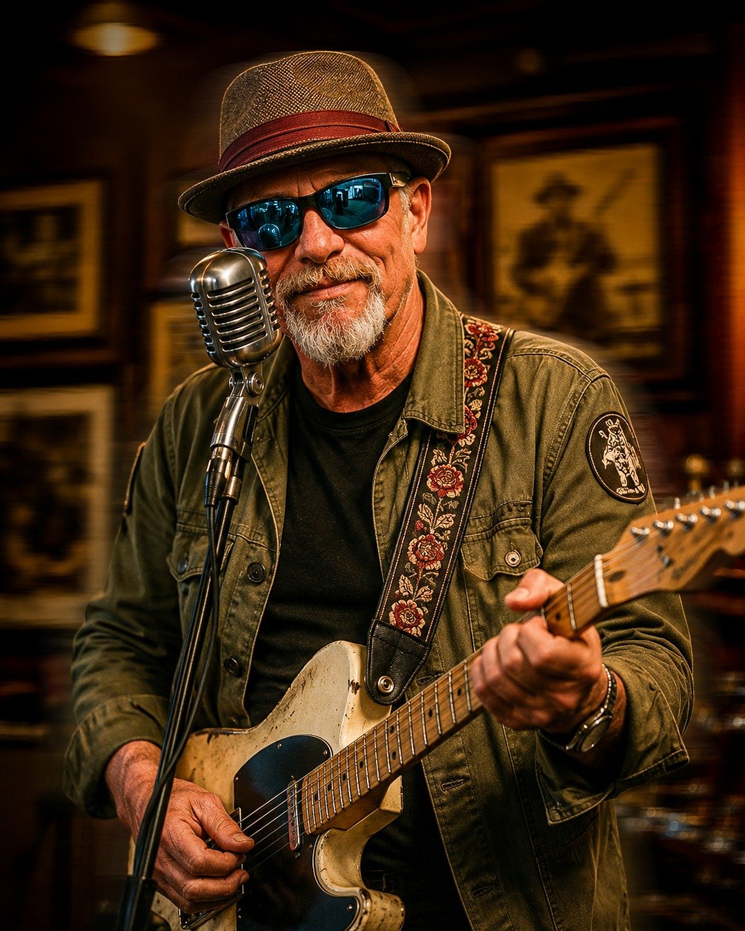 Kevin A Wiles at the microphone with a Telecaster